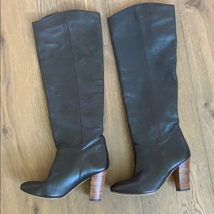 ASOS chocolate brown leather boots 36, USA 6